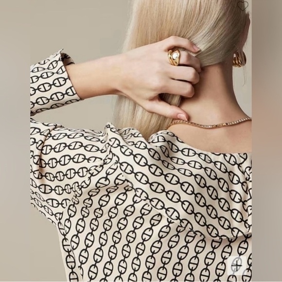 J.Crew The Goldie Top Ruffle Neckline in Black Satin NWT SZ L - Picture 10 of 10